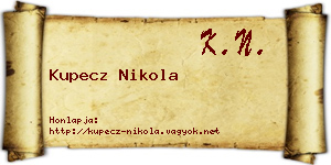 Kupecz Nikola névjegykártya